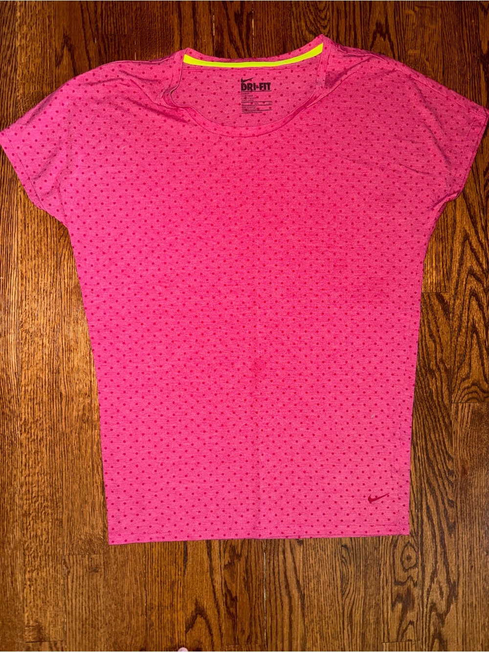 Nike Pink Short-Sleeve Dri-FIT Tee with Subtle Dot Print
